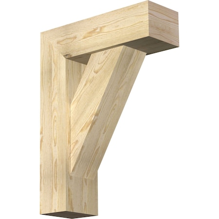 Ekena Millwork Traditional Block Rough Sawn Bracket w/ Offset Brace, Douglas Fir, 8"W x 24"D x 32"H BKT0806X24X32TRA05RDF